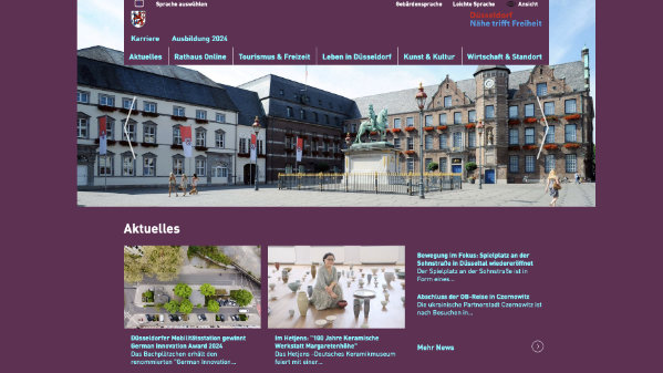 Website der Stadt Düsseldorf in individuellen Farben – eingefärbt mit Firefox.