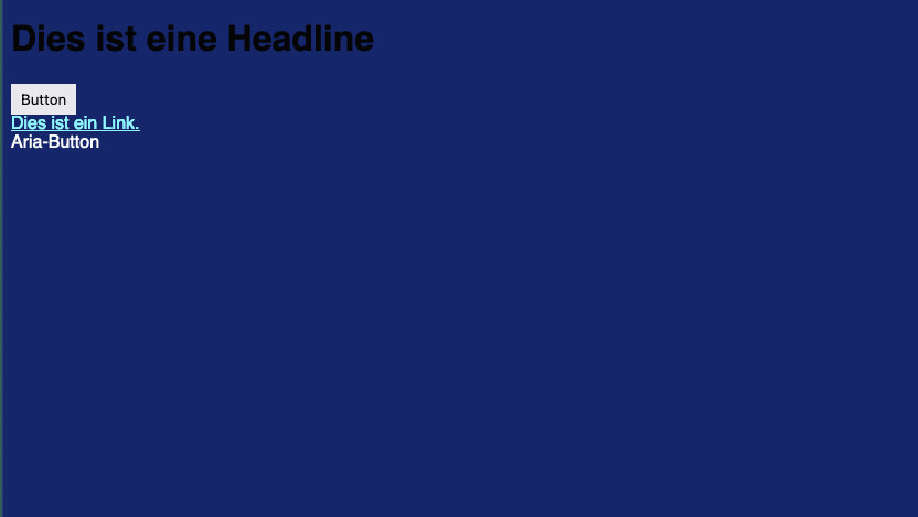 Eine Website mit schwarzer Überschrift, weissem Text und blauem Link vor dunkel-lila Hintergrund. Die Überschrift ist fast nicht sichtbar.